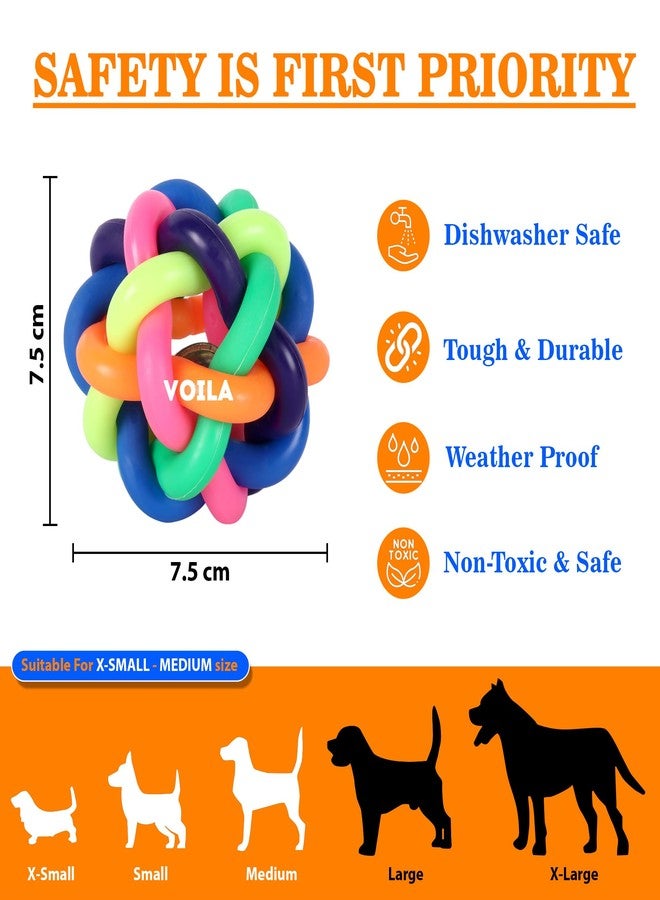Voila Multi-Color Dog-Toy Ball, Durable & Bouncy Fetch Ball for Extra Small, Small & Medium Breeds, Interactive Rubber for Teething & Playtime, Fun & Safe Balls (Pack of 1) Multicolor - Image 2